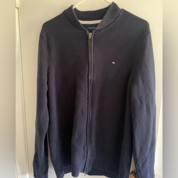 Tommy Hilfiger navy blue zip cardigan size large - Picture 1 of 4